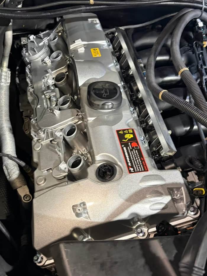 Close-up of clean engine valve cover work